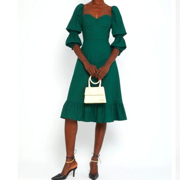 Few Moda OPT Kourtney Emerald Midi Dress Feminine Coquette Cottagecore - Picture 1 of 13